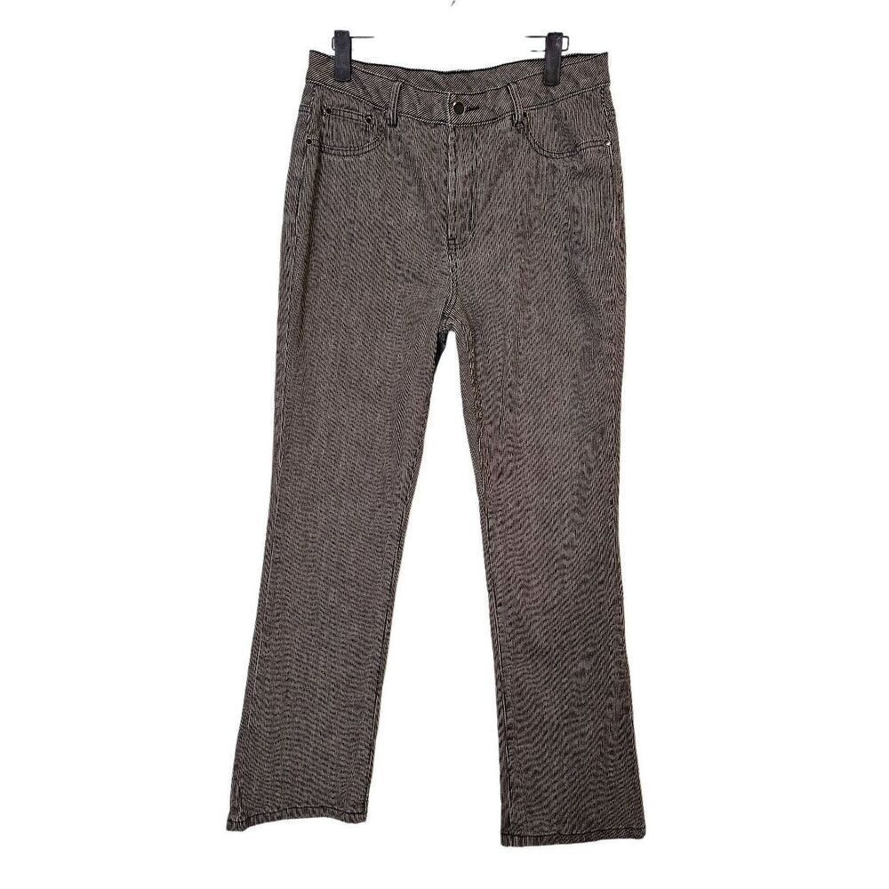 Diane Gillman Dg2 pinstriped straight leg high rise jeans. Size 10.
